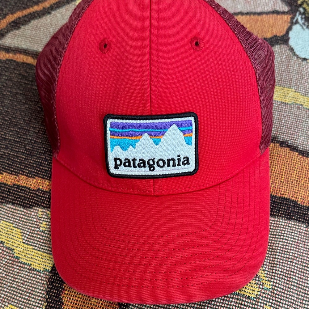 Patagonia Red Trucker Cap with Mountain Patch